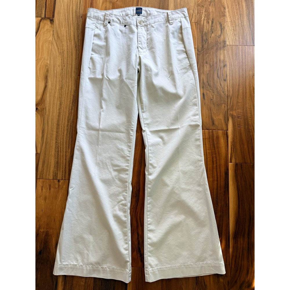 JAG Women's Tan Low Rise Wide Leg Dress Pants Flat Front Button Logo 12